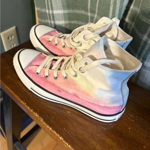 Converse sunset watercolor skyline print high tops 7 - Picture 4 of 7